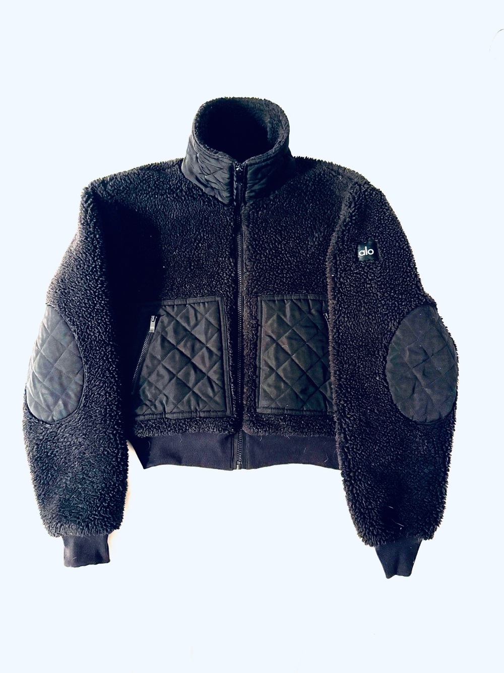 ALO Yoga Black Sherpa Quilted Pocket Jacket